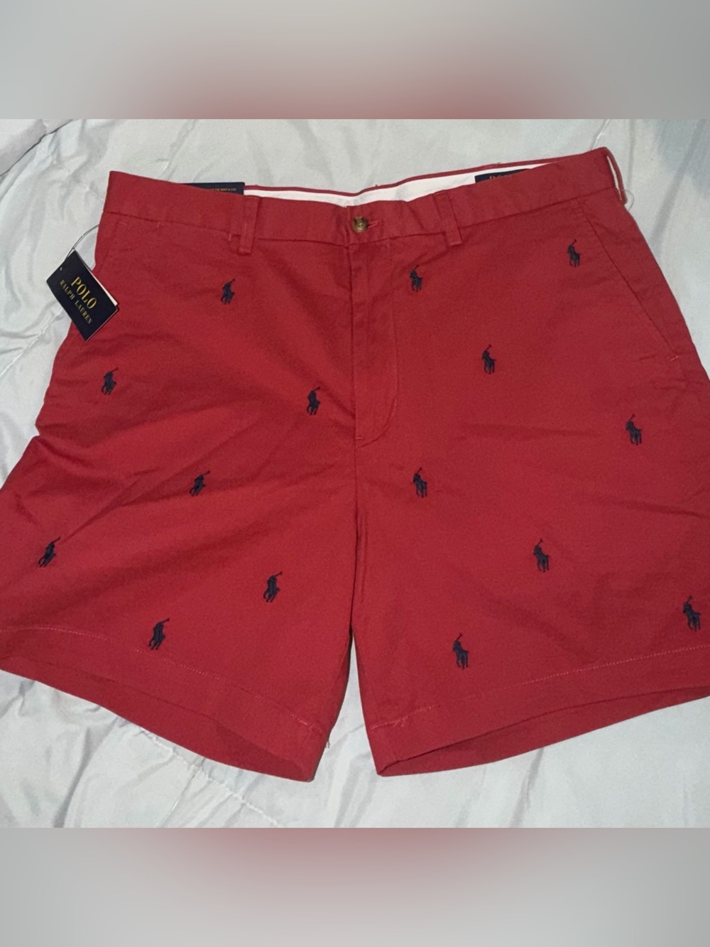 Polo by Ralph Lauren Red Embroidered Pony Flat Front Men’s Shorts